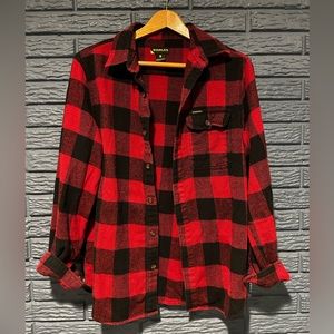Stanley Workwear Flannel Shirt Mens Medium Buffalo Plaid Red / Black